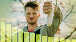 Man with a bandaged thumb